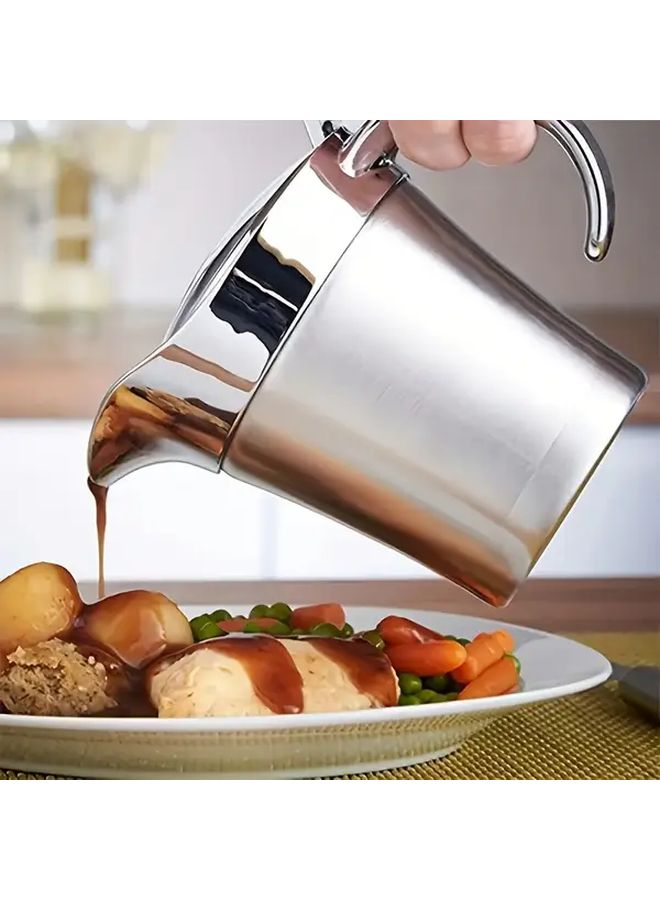 Stainless Steel Gravy Boat With Hinged Lid Double Insulated BPA Free Dishwasher Safe - Image 3